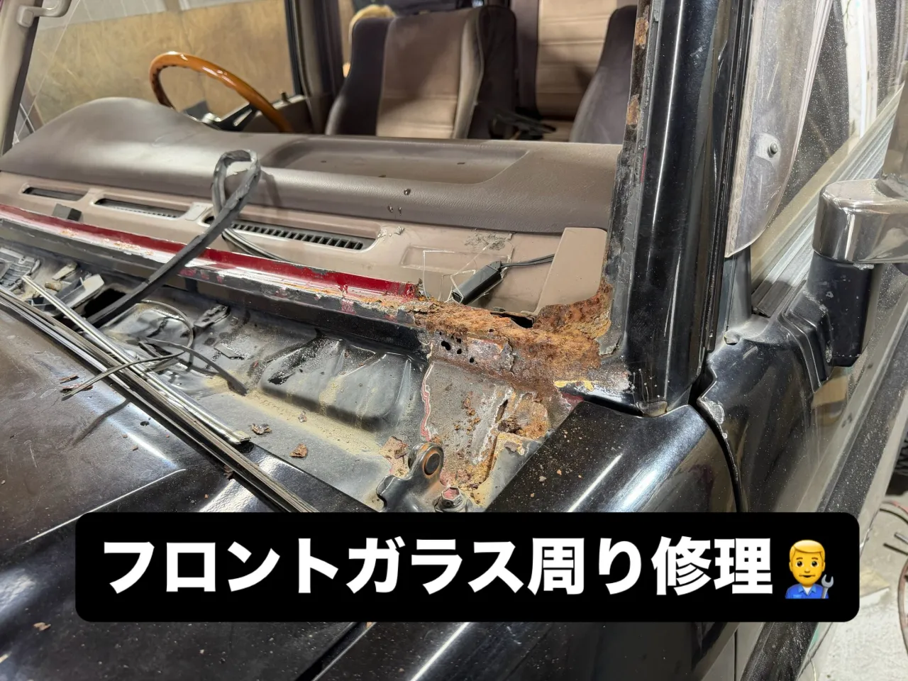 ランクル🚙サイドシル板金塗装、フロントウインド周り板金塗装、...