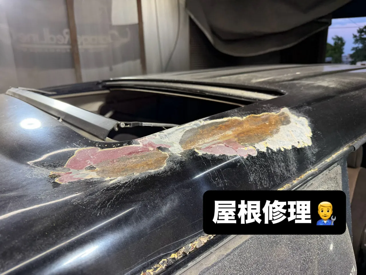 ランクル🚙サイドシル板金塗装、フロントウインド周り板金塗装、...